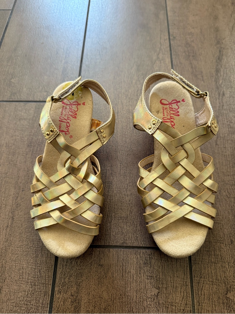 Jellypop Girls Gold Woven Sandals for Girls Size 1
